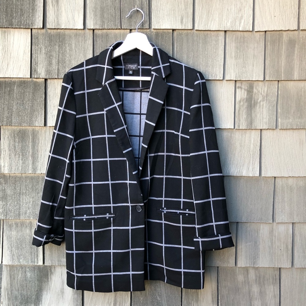 Topshop Checked jacket black